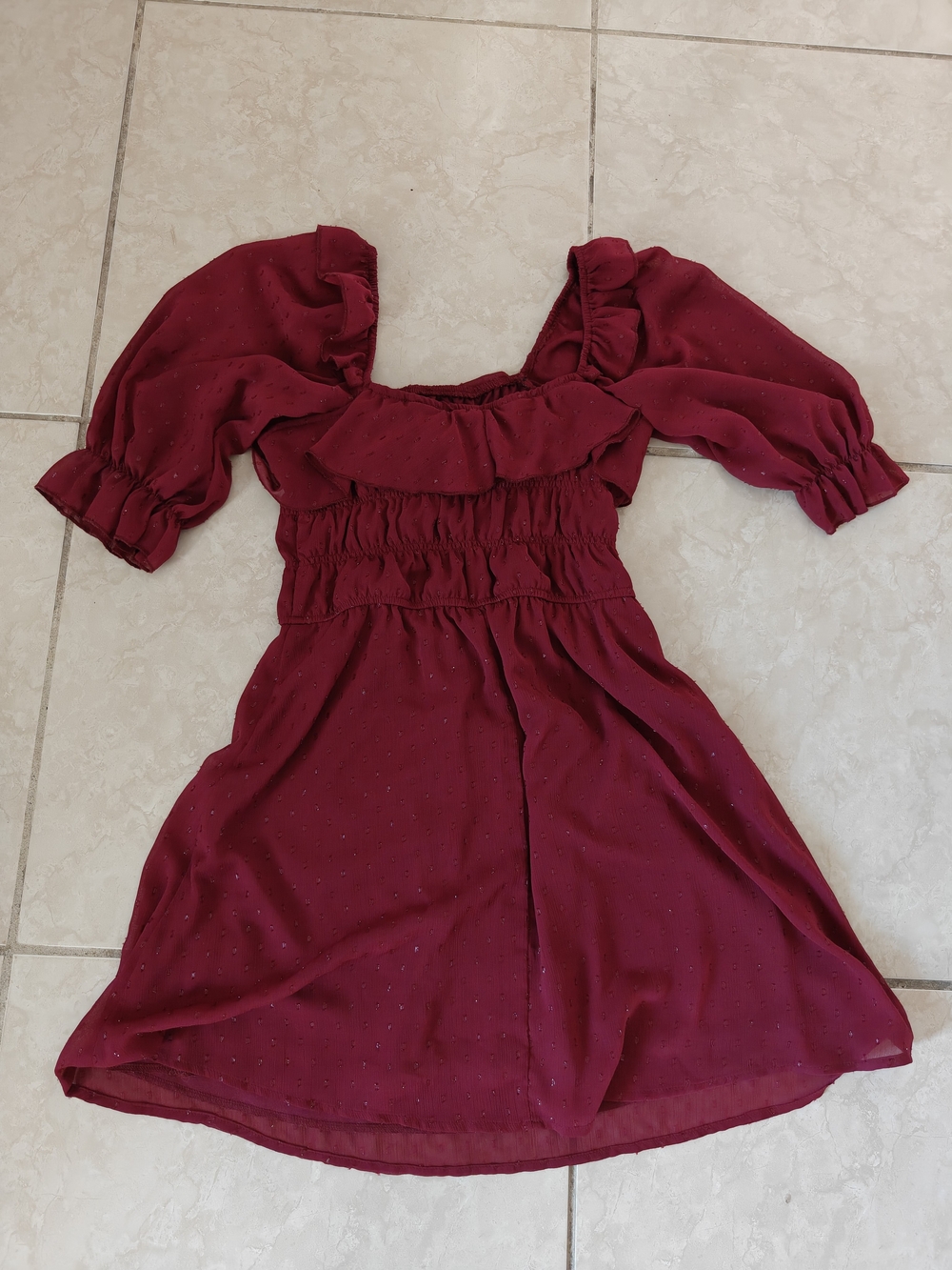 Burgundy Ruffle Dress